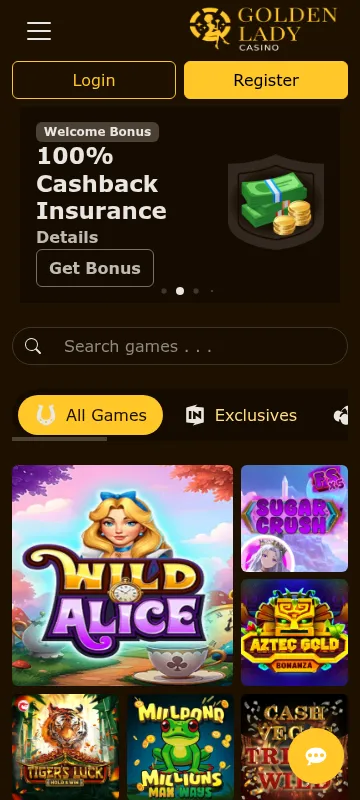 Golden Lady Casino mobile browser view